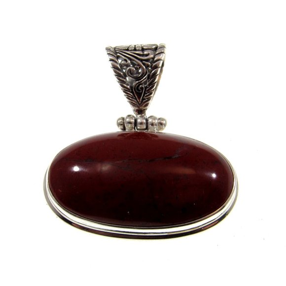 Handcrafted Solid 925 Sterling Silver & Carnelian Gemstone Pendant, Made in Bali - Picture 1 of 5